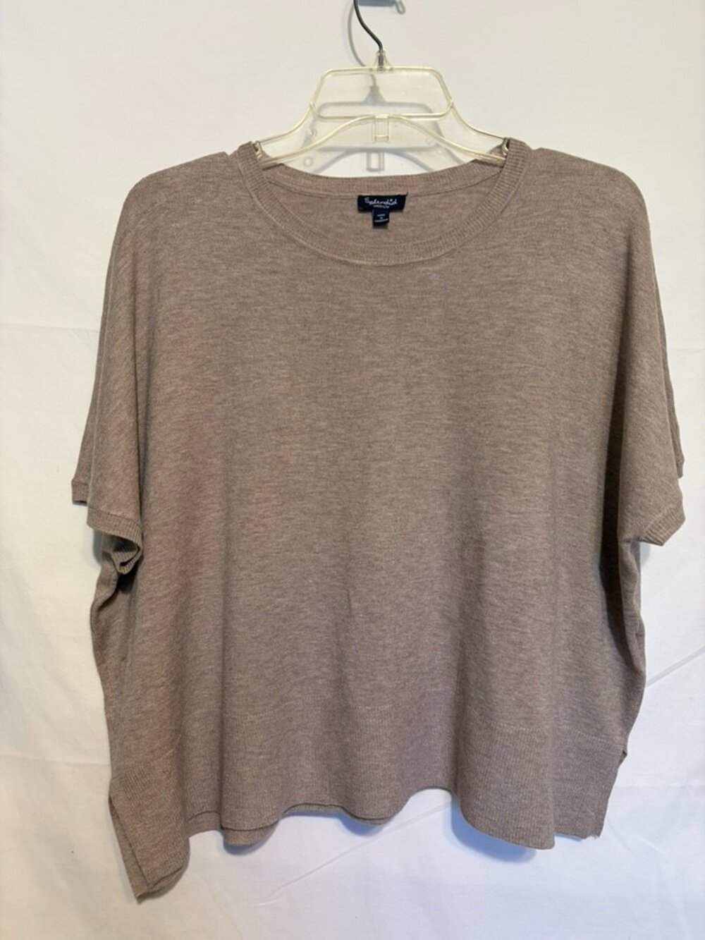 Splendid Women's Beige Short Sleeve Knit Sweater Boxy Crew Neck ~ Sz.M